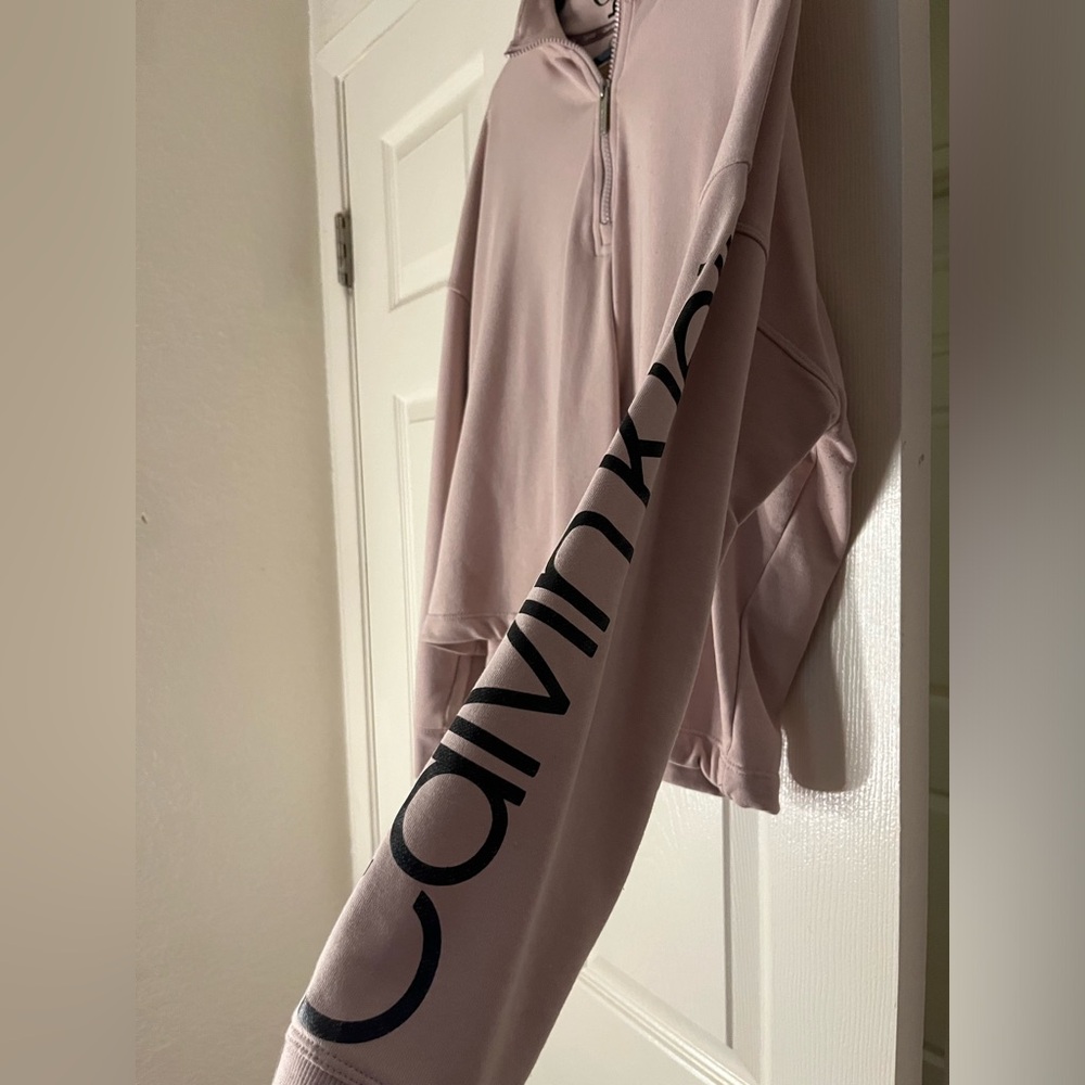 CALVIN KLEIN PINK HALF ZIP UP PULLOVER
